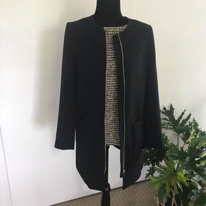 H&M long black zip front blazer